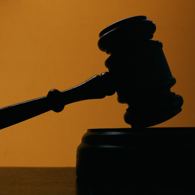 The silhouette of a gavel