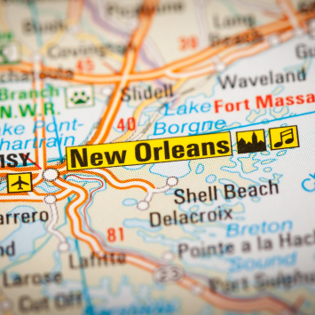 A map with focus on New Orleans