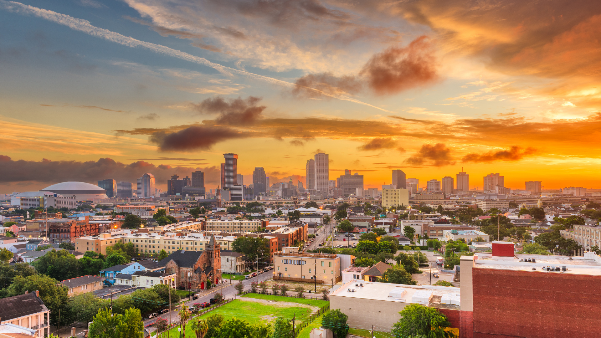 sunset photo of New Orleans skyline