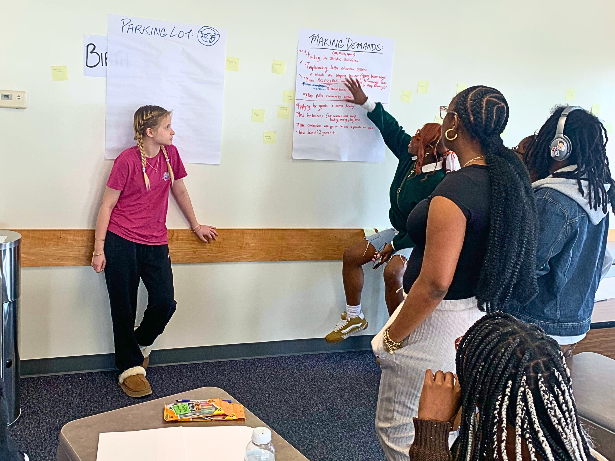 E2E participants use their research to develop an action plan for asking civic and community leaders in allocating more funding for youth resources.