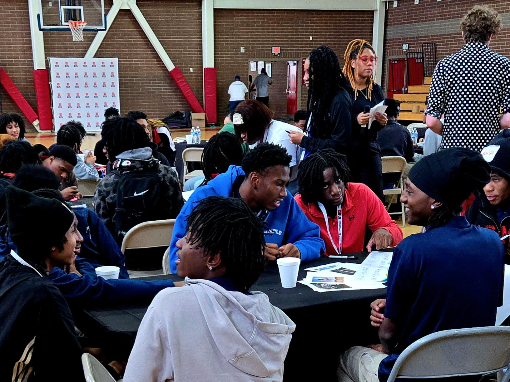 The VPI lead a group of student athletes through an evaluation of wellness programming as part of the 2025 Super Bowl events in New Orleans