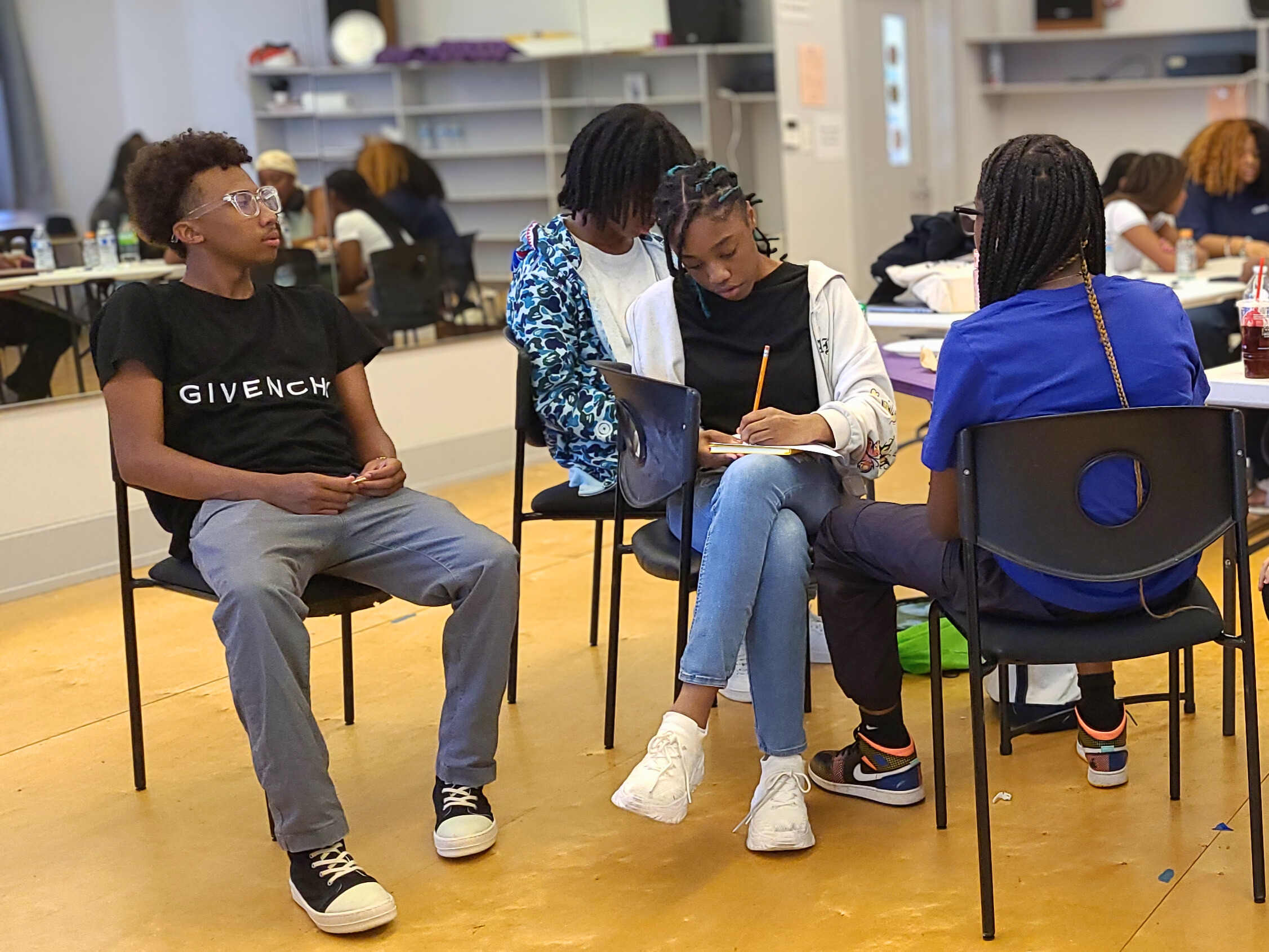 E2E participants work on a project during their first summer session.